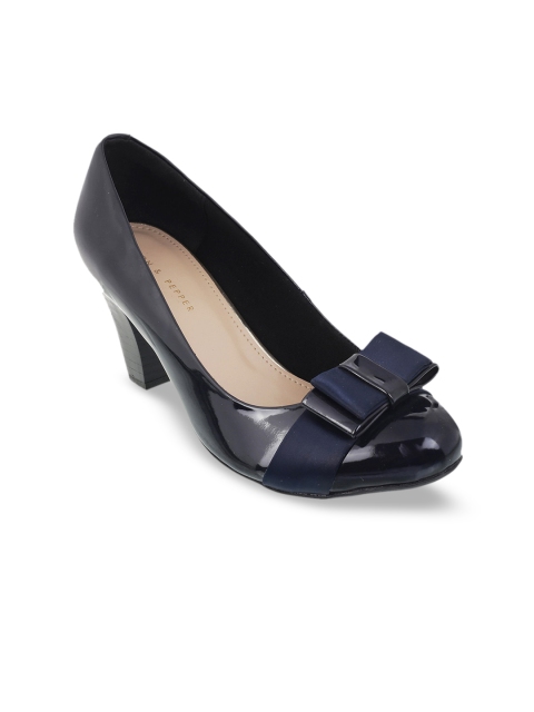 LEMON & PEPPER Women Navy Blue Solid Pumps