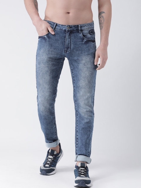 Rex Straut Jeans Men Blue Tapered Fit Mid-Rise Clean Look Stretchable Jeans