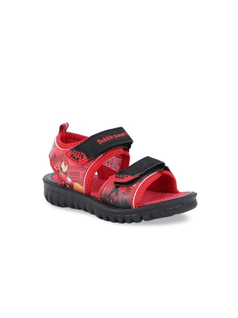 Disney Boys Red & Black Printed Sports Sandals