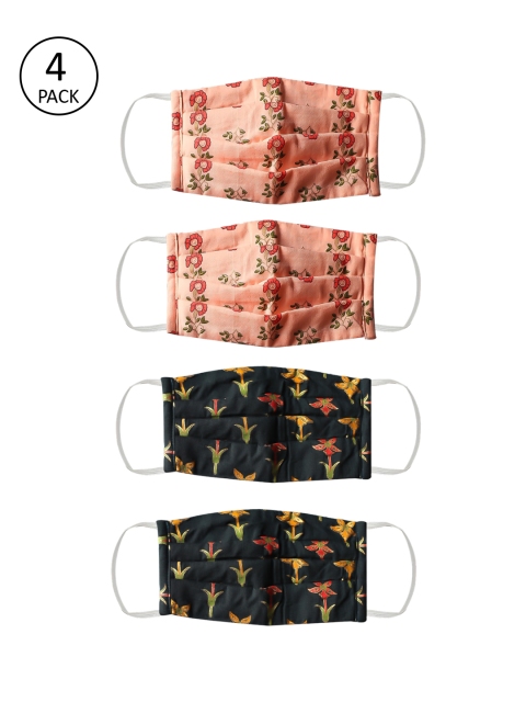 Bellofox Unisex Pack of 4 Pcs Multicoloured Reusable 3-Ply Outdoor Cloth Masks, Multi