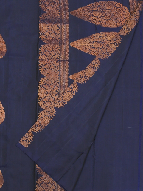 Pothys Blue & Gold-Toned Pure Silk Woven Design Saree