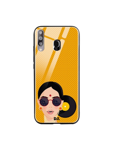 DailyObjects Mustard Yellow & Black Disk Bun Samsung Galaxy M30 Shock Absorbent Glass Case