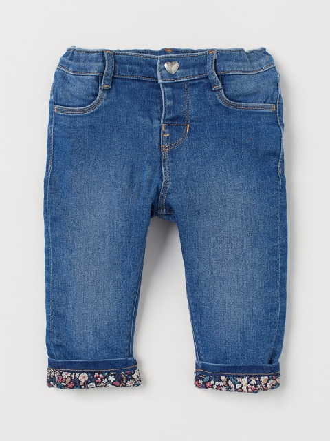 H&M Girls Blue Jersey-Lined Twill Trousers