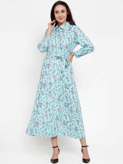 Baani Creations Women Blue Printed Shirt Dress
