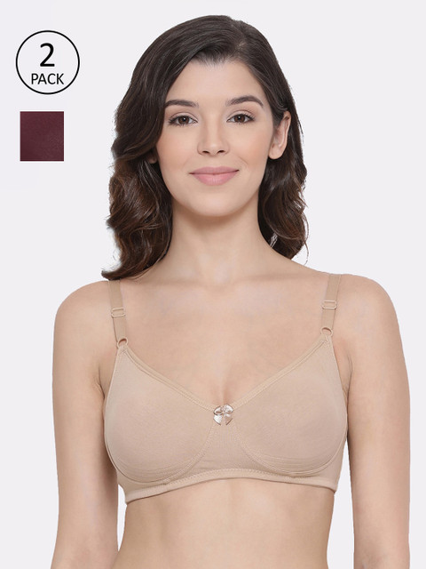LYRA Pack Of 2 Nude-Coloured & White Solid Non-Wired Non Padded Everyday Bra 
LYRA Pack Of 2 Nude-Coloured & White Solid Non-Wired Non Padded Everyday Bra