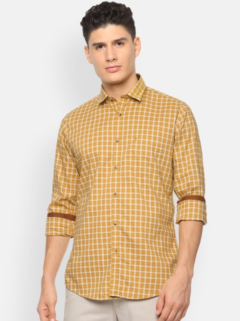 Van Heusen Sport Men Yellow Slim Fit Checked Casual Shirt