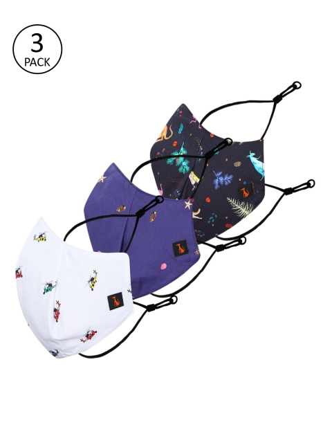 SIMON CARTER LONDON Men 3 Pcs Assorted 3-Ply Anti-Pollution Reusable Cloth Masks