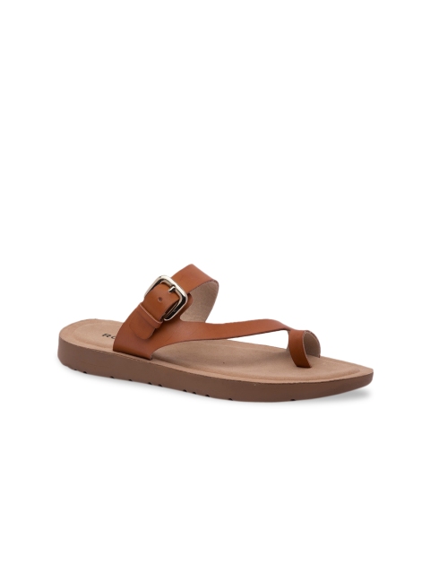 Rocia Women Tan Brown Solid One Toe Flats