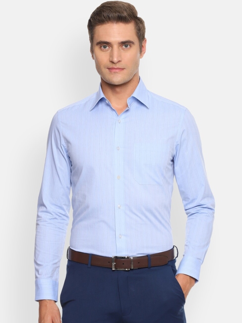 Louis Philippe Men Blue Classic Regular Fit Striped Formal Shirt
