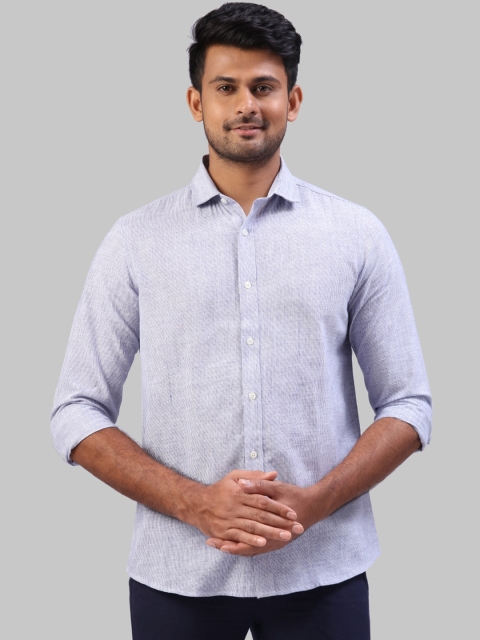 Raymond Men Blue Regular Fit Solid Casual Shirt