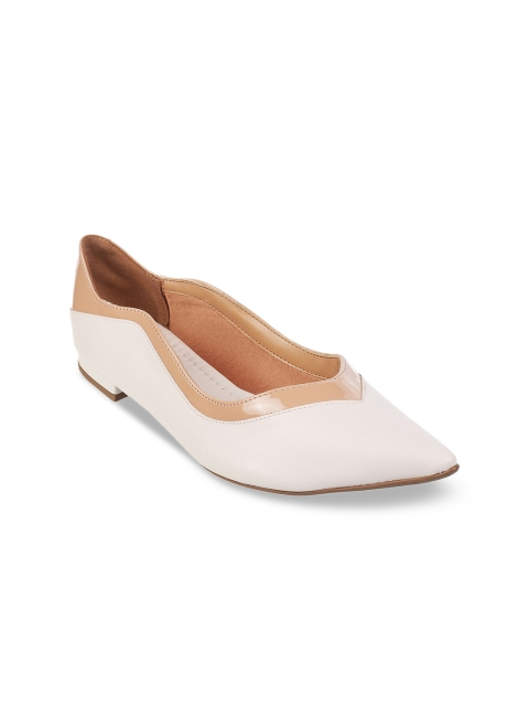 LEMON & PEPPER Women Off-White & Beige Colourblocked Ballerinas