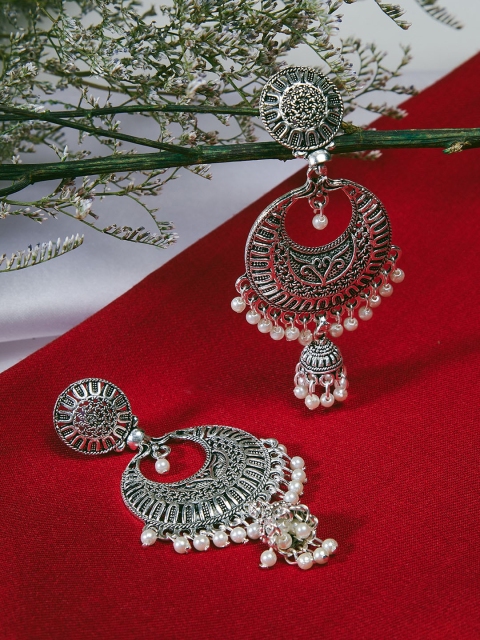 ZeroKaata Silver-Toned Chandbalis