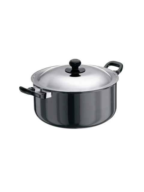 Hawkins Black & Silver-Toned Futura Hard Anodised Cook-N-Serve Stewpot With Stainless Steel Lid 5 Ltr
Hawkins Black & Silver-Toned Futura Hard Anodised Cook-N-Serve Stewpot With Stainless Steel Lid 5 Ltr