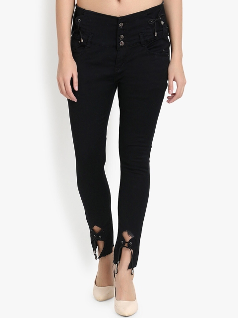 Perfect Outlet Women Black Wide Leg High-Rise Clean Look Jeans