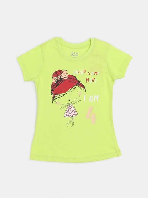 Soft Touche Girls Green Printed Top