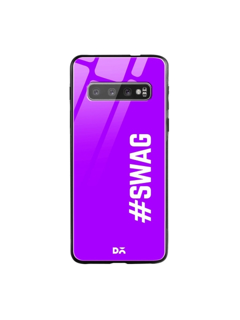 DailyObjects Purple & White Swag Samsung Galaxy S10 Shock Absorbent Glass Case