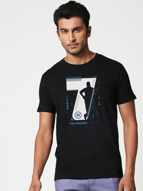 Bewakoof Men Black Printed Round Neck T-shirt