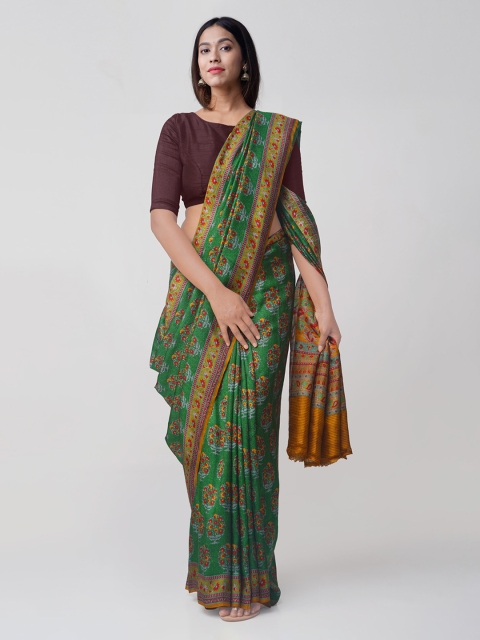 Unnati Silks Green & Mustard Yellow Pure Silk Handloom Block Printed Bengal Tussar Saree
Unnati Silks Green & Mustard Yellow Pure Silk Handloom Block Printed Bengal Tussar Saree