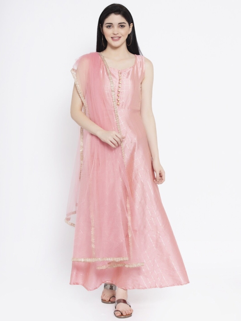 studio rasa Women Pink & Gold-Coloured Checked A-Line Maxi Kurta With Dupatta
studio rasa Women Pink & Gold-Coloured Checked A-Line Maxi Kurta With Dupatta