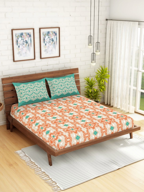 SPACES Orange & Beige Ethnic Motifs 210 TC Cotton 1 Queen Bedsheet with 2 Pillow Covers
SPACES Orange & Beige Ethnic Motifs 210 TC Cotton 1 Queen Bedsheet with 2 Pillow Covers