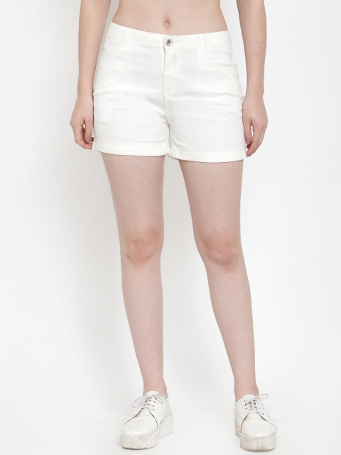 Global Republic Women White Washed Regular Fit Denim Shorts