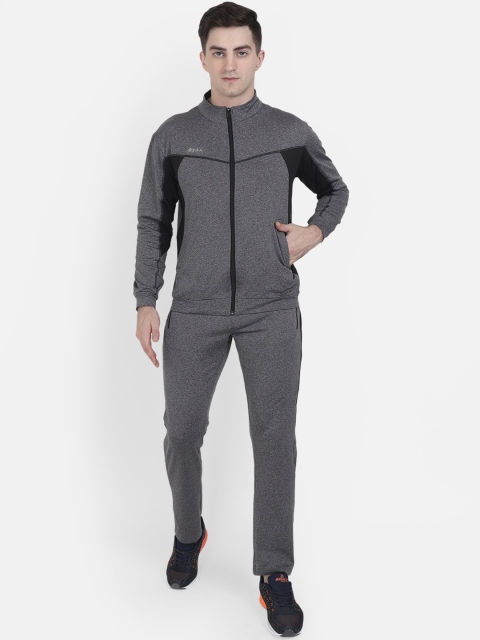 VEGA Men Grey & Black Solid Tracksuit
