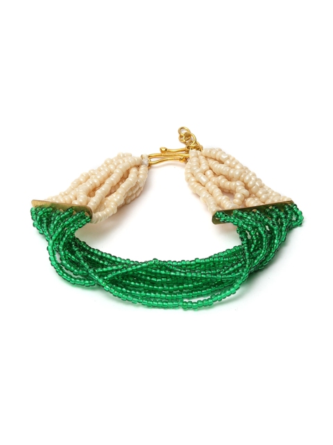 DUGRISTYLE Men Gold-Plated Green & Cream-Coloured Sterling Silver Multistrand Bracelet
DUGRISTYLE Men Gold-Plated Green & Cream-Coloured Sterling Silver Multistrand Bracelet