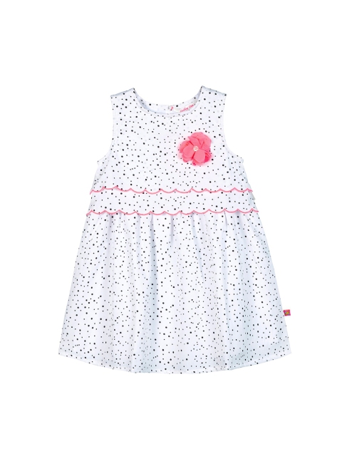 Budding Bees Girls White Printed A-Line Dress