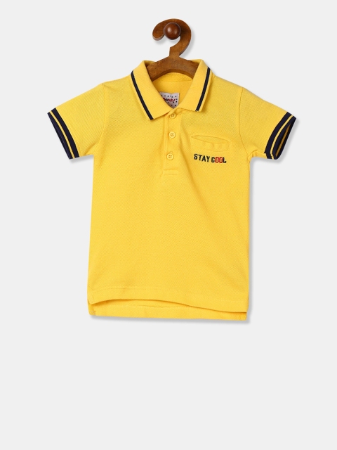 Donuts Boys Yellow Solid Polo Collar T-shirt