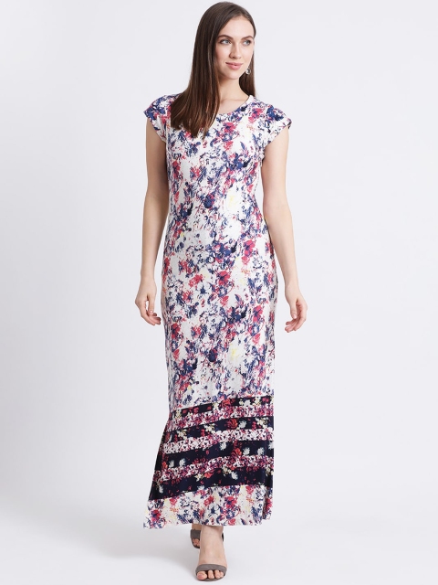 Zink London Women White Printed Maxi Dress