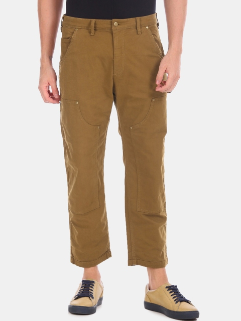 GAP Men Brown Regular Fit Solid Regular Trousers