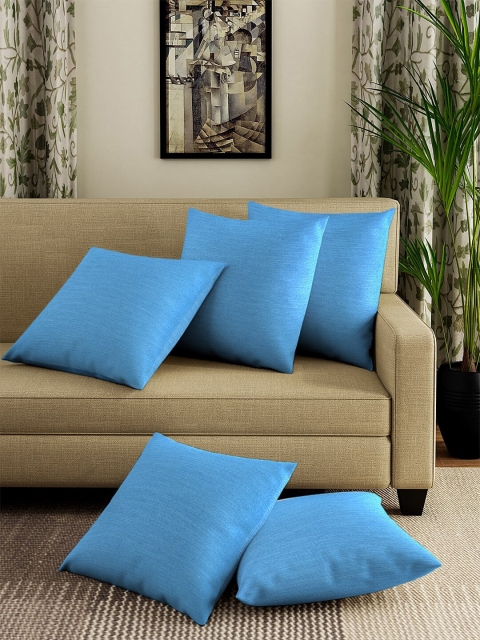 NEUDIS Blue Set of 5 Solid Square Cushion Covers
