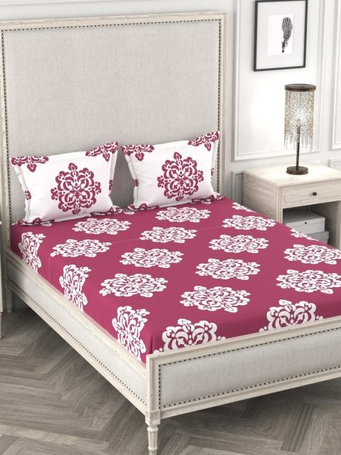 URBAN SPACE Pink & Off-White Ethnic Motifs 120 TC Cotton 1 Queen Bedsheet with 2 Pillow Covers
URBAN SPACE Pink & Off-White Ethnic Motifs 120 TC Cotton 1 Queen Bedsheet with 2 Pillow Covers