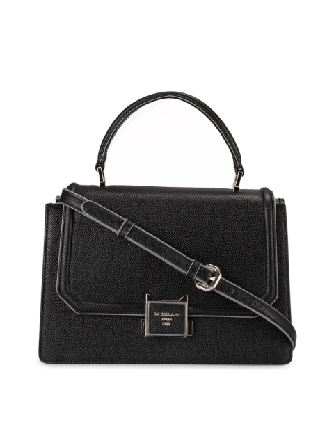 Da Milano Black Solid Leather Handheld Bag
