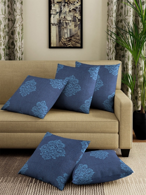 NEUDIS Blue Set of 5 Floral Square Cushion Covers