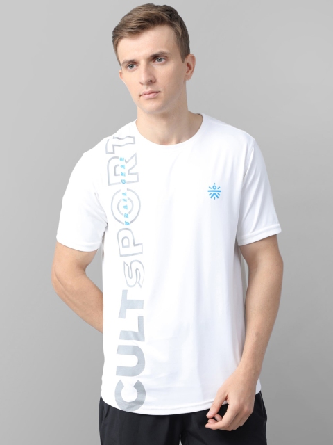 Cultsport Men White Printed Round Neck T-shirt