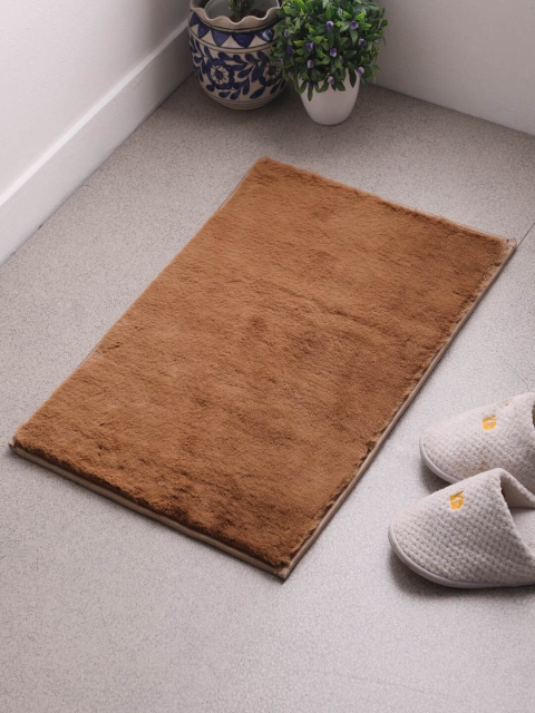 Flooring India Gold-Coloured Solid Ruffle Anti-Skid Doormat