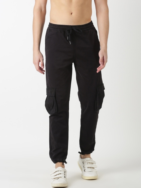 Blue Saint Men Black Slim Fit Solid Cargos