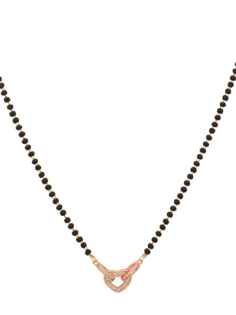 Shoshaa Gold-Plated Black & White Stone-Studded Beaded Mangalsutra