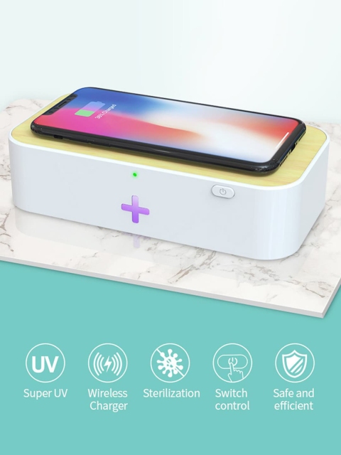 macmerise White UV Sanitizer & Bottomless Wireless Charger