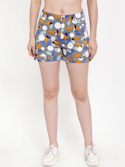 Global Republic Women Grey Printed Regular Fit Shorts