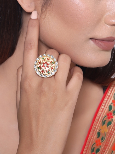 Studio Voylla Gold-Plated Red & White Kundan-Studded Sangemarmar Dome Floral Motifs Finger Ring
Studio Voylla Gold-Plated Red & White Kundan-Studded Sangemarmar Dome Floral Motifs Finger Ring
