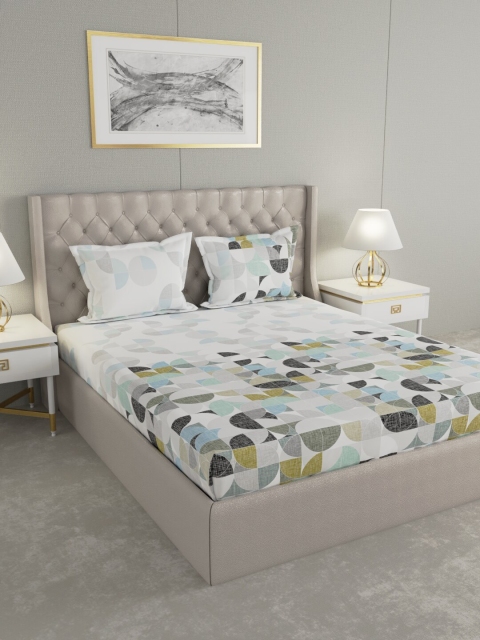 Raymond Home White & Grey Geometric 144 TC Cotton 1 King Bedsheet with 2 Pillow Covers
Raymond Home White & Grey Geometric 144 TC Cotton 1 King Bedsheet with 2 Pillow Covers