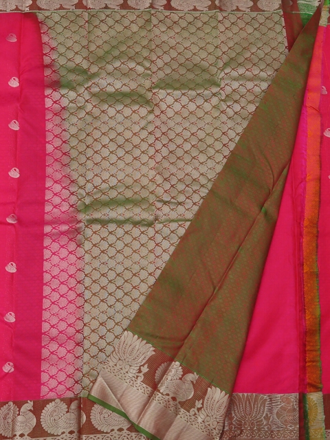 Pothys Pink & Green Pure Silk Printed Saree