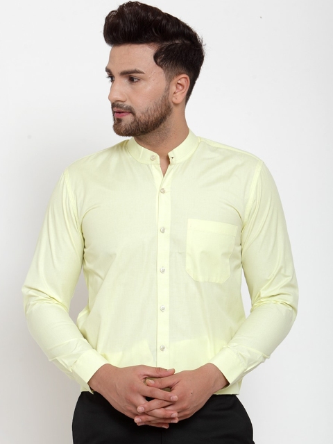 JAINISH Men Lime Green Classic Regular Fit Solid Casual Shirt