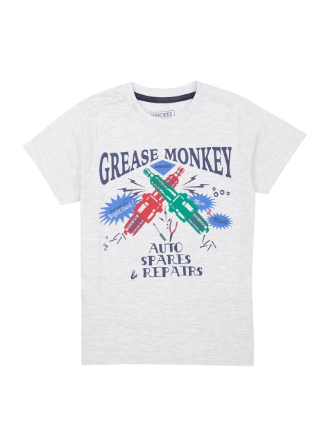 Cherokee Boys Grey Printed Round Neck T-shirt