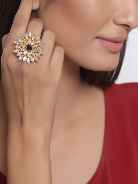 Tistabene Gold-Toned & Blue AD-Studded Floral Baguettes Handcrafted Cocktail Finger Ring
Tistabene Gold-Toned & Blue AD-Studded Floral Baguettes Handcrafted Cocktail Finger Ring