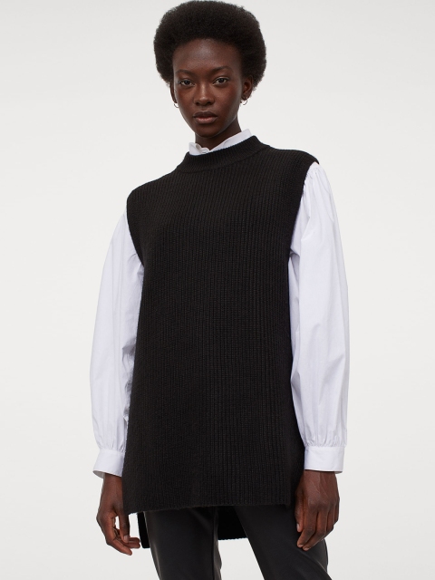 H&M Women Black Rib-Knit Slipover