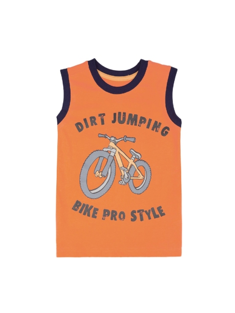 Cherokee Boys Orange Printed Round Neck T-shirt
