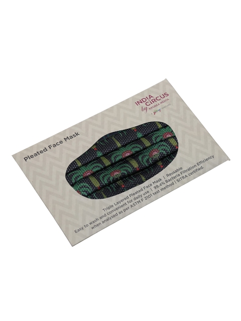 India Circus by Krsnaa Mehta Unisex Green Printed 3-Ply Cloth Mask